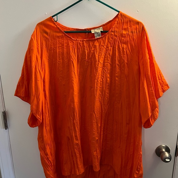 Orange Crinkle Material Shirt - Picture 2 of 4